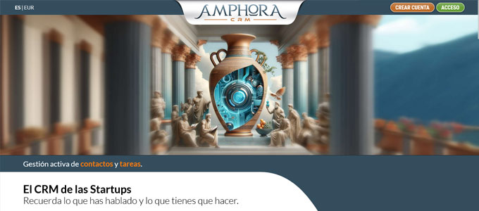 Amphora CRM - Sencillo pero potente software online CRM-ERP (2 en 1). Gestión interna y comercial de contactos y tareas para startups o empresas de cualquier tamaño.